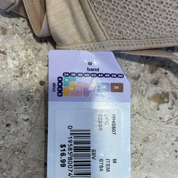 Hanes Cooling Comfort X-Temp Beige Wirefree Convertible Straps Bra NWT Medium - Picture 5 of 5